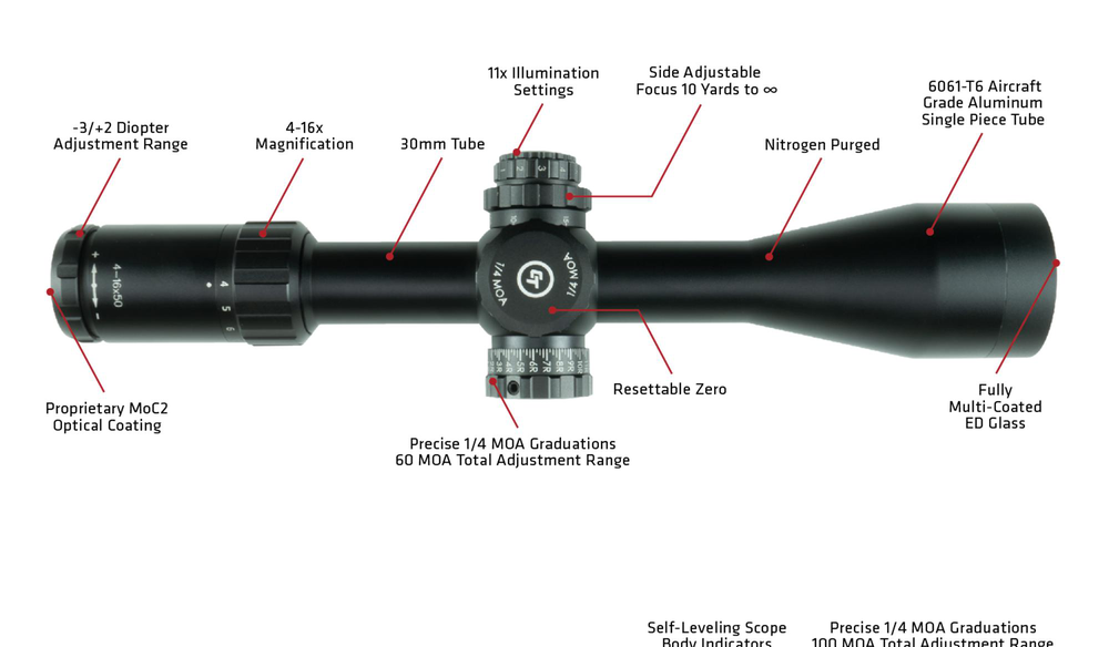 CSA-2416 2-Series™ Sport Riflescope 4-16x50mm MOA/MOA FFP [REFURBISHED]