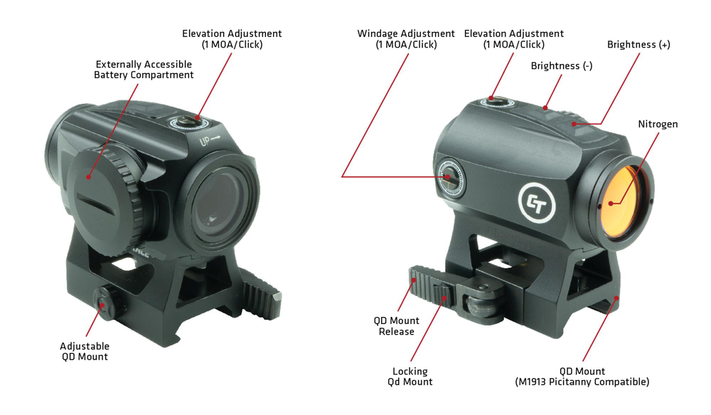 CTS-1000 Compact Tactical Red Dot Sight for Rifles [2.0 MOA]